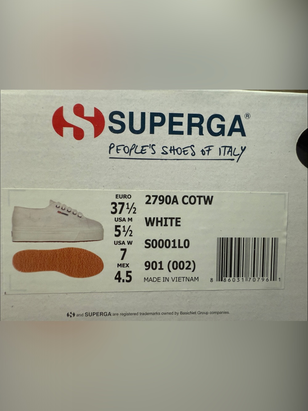 Superga White Women's 2790 Platform Sneakers With Box